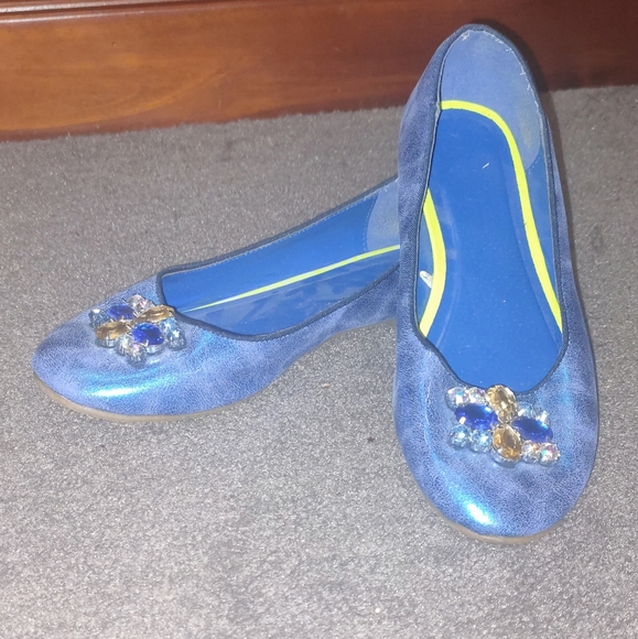 Jewelled blue ballet flats - Picture 2 of 3
